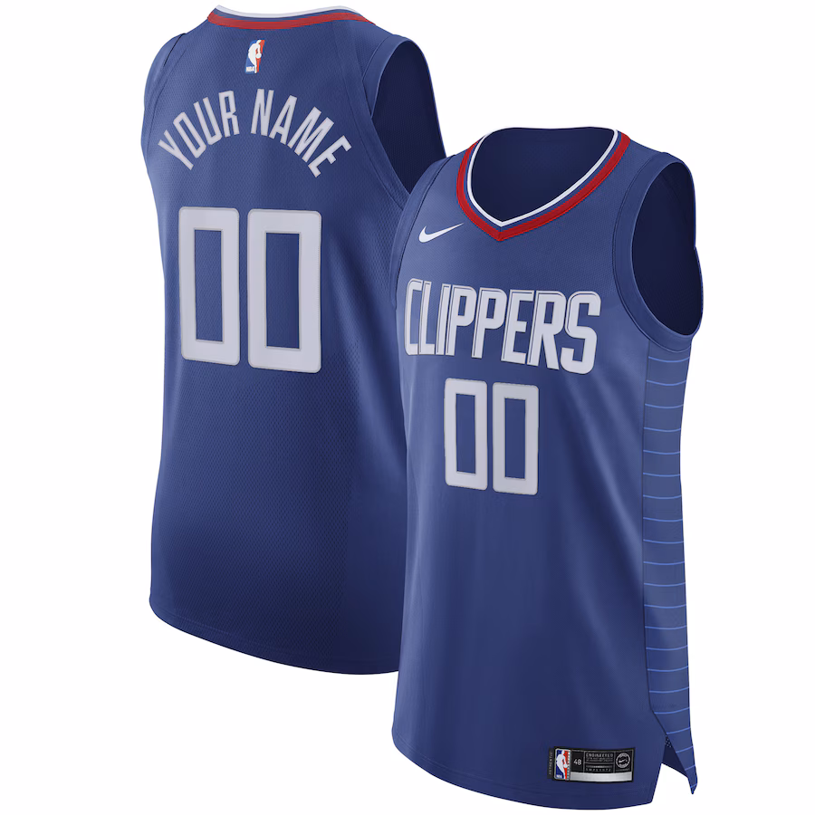 Men's LA Clippers Nike Blue 2020/21 Authentic Custom Jersey - Icon Edition