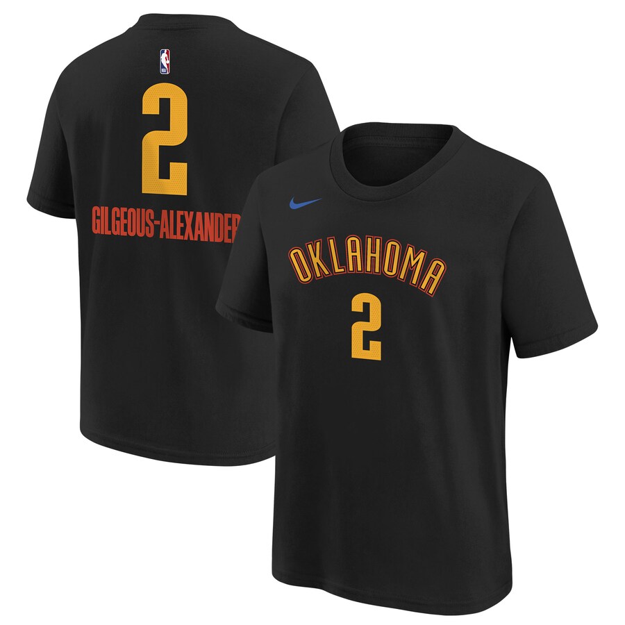 Youth Oklahoma City Thunder Shai Gilgeous-Alexander Nike Black 2024/25 City Edition Name & Number T-Shirt