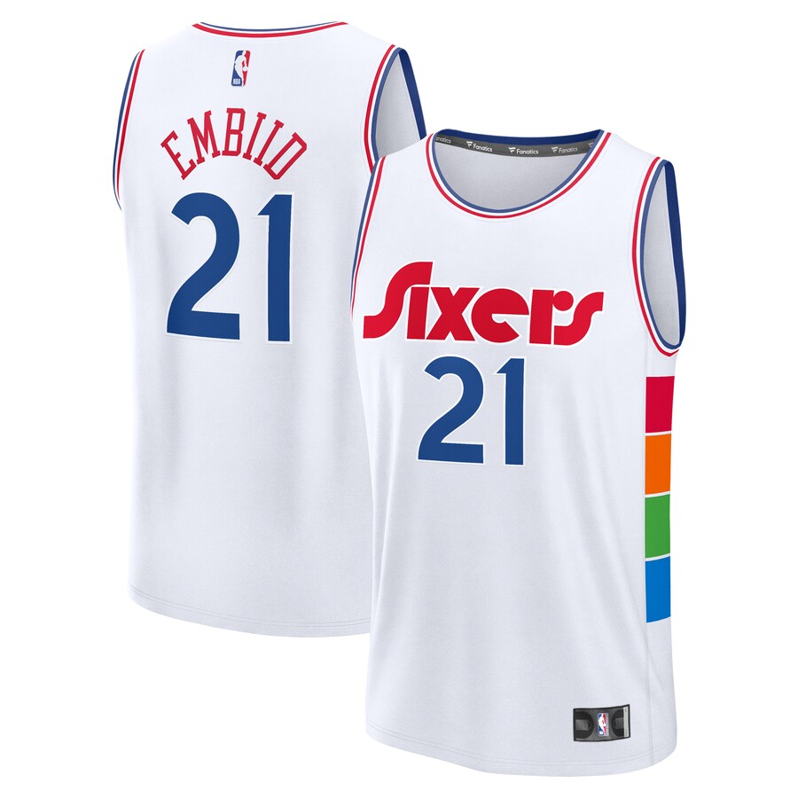 Men's Philadelphia 76ers Joel Embiid Fanatics White 2024/25 Fast Break Player Jersey - City Edition