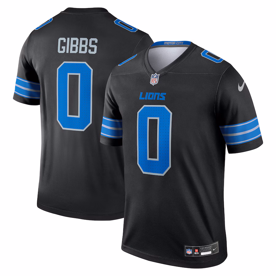 Men's Detroit Lions Jahmyr Gibbs Nike Black 2nd Alternate Legend Jersey