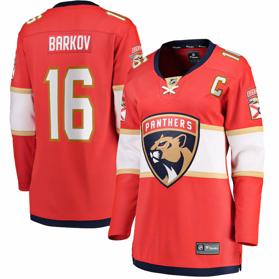 Women's Florida Panthers Aleksander Barkov Fanatics Red Captain Patch Home Breakaway Player Jersey