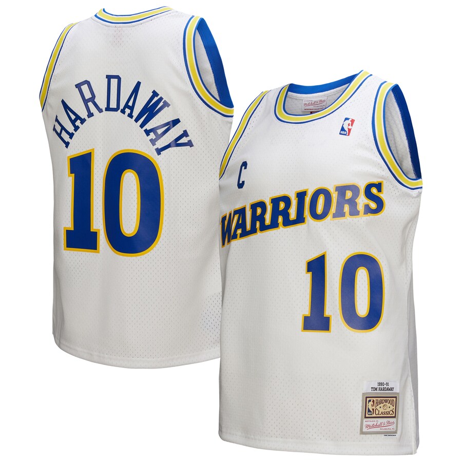 Men's Golden State Warriors Tim Hardaway Mitchell & Ness White Hardwood Classics 1990/91 Swingman Jersey