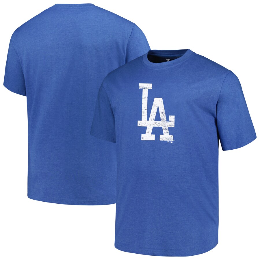 Men's Los Angeles Dodgers Profile Heather Royal Big & Tall Weathered Logo T-Shirt