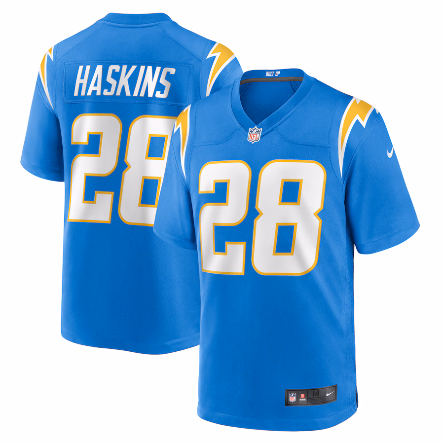 Men's Los Angeles Chargers Hassan Haskins Nike Powder Blue Team Game Jersey