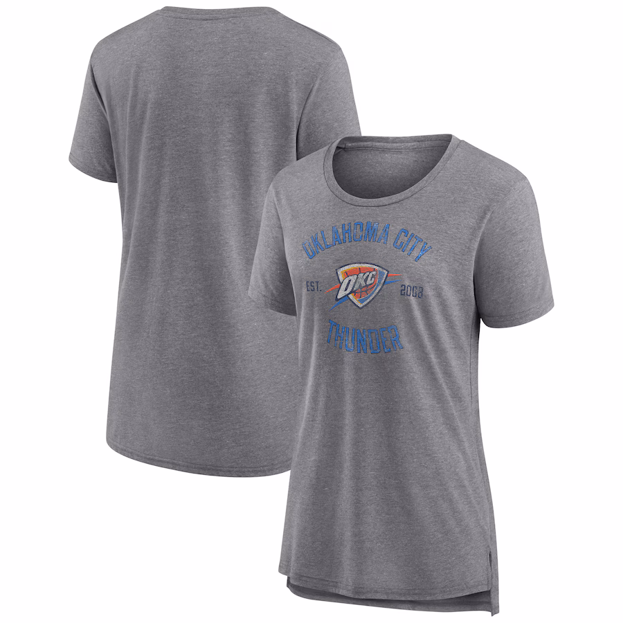 Women's Oklahoma City Thunder Heather Gray Heritage Tri-Blend T-Shirt