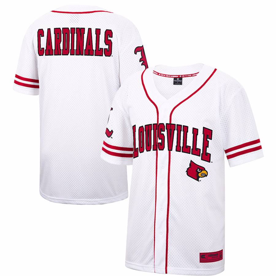 Louisville Cardinals Colosseum Free Spirited Mesh Button-Up Baseball Jersey - White