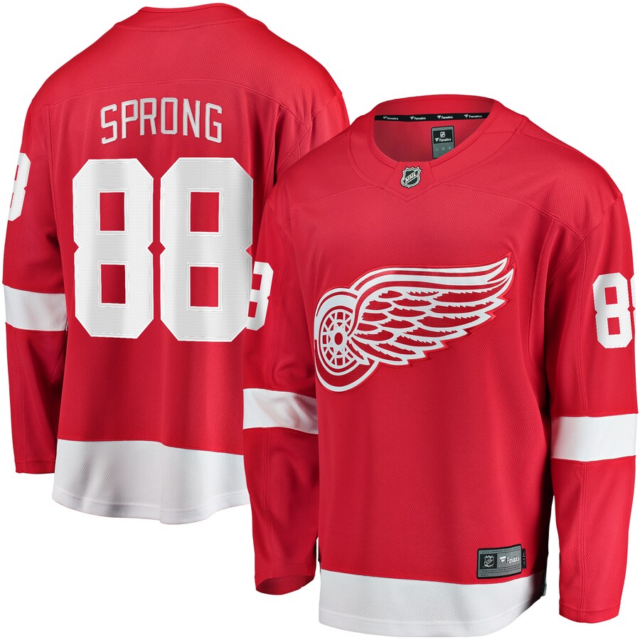 Men's Detroit Red Wings Daniel Sprong Fanatics Branded Red Home Breakaway Jersey
