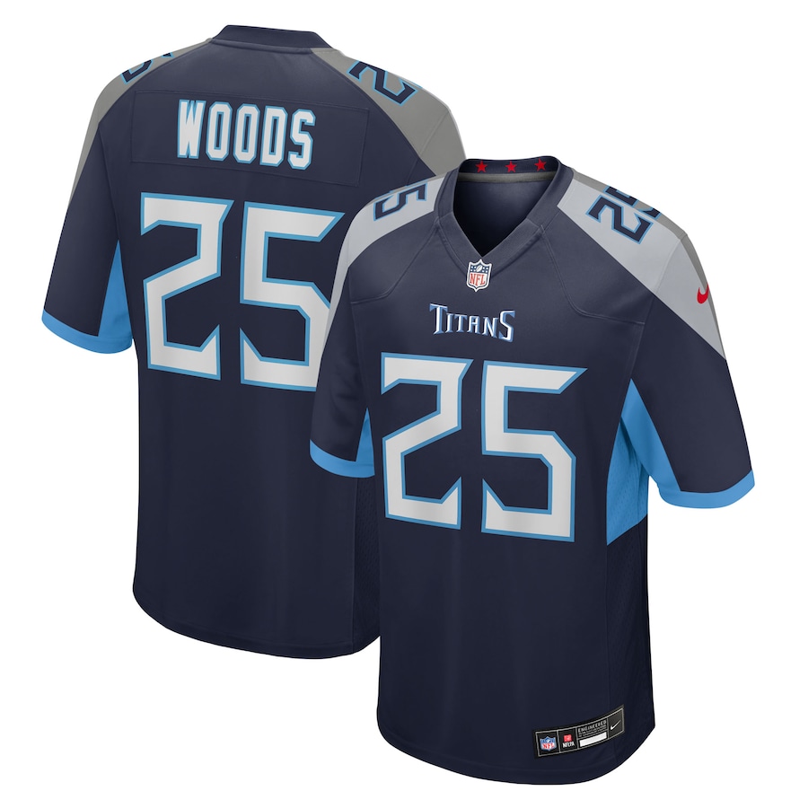 Men's Tennessee Titans Xavier Woods Nike Navy Team Game Jersey