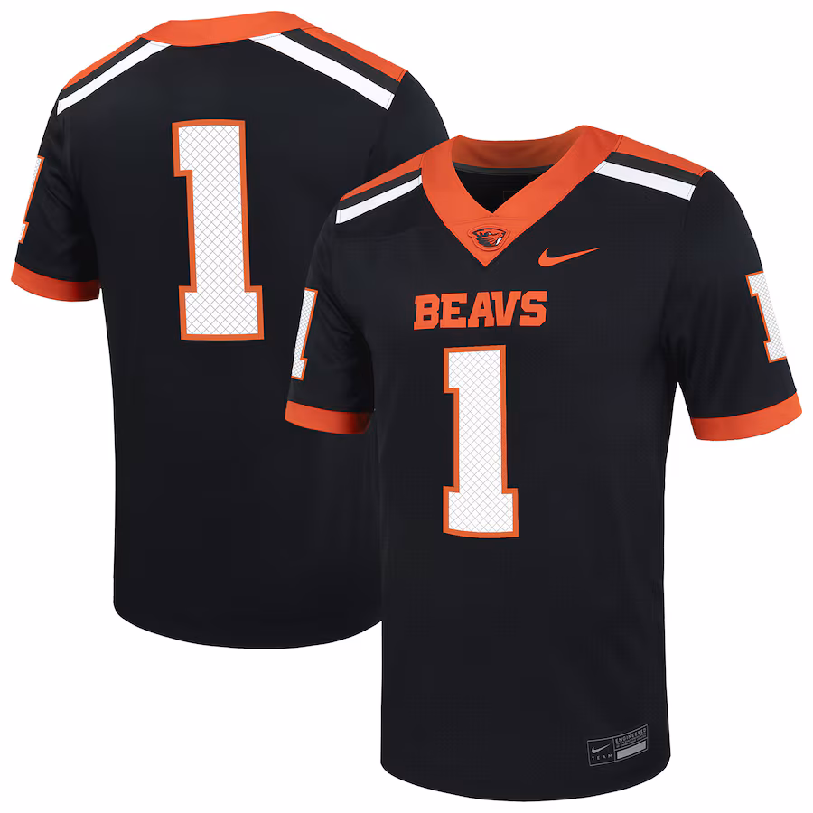 Men's Nike #1 Black Oregon State Beavers Untouchable Football Jersey
