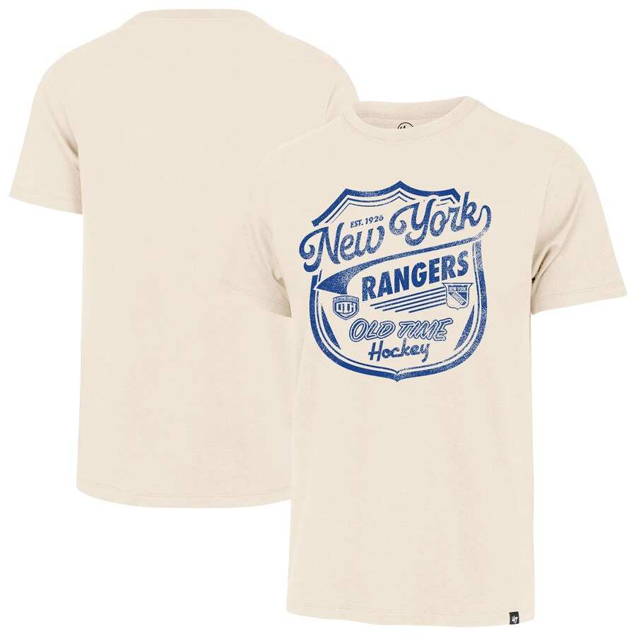 Men's New York Rangers '47 Cream Poke Check Franklin T-Shirt