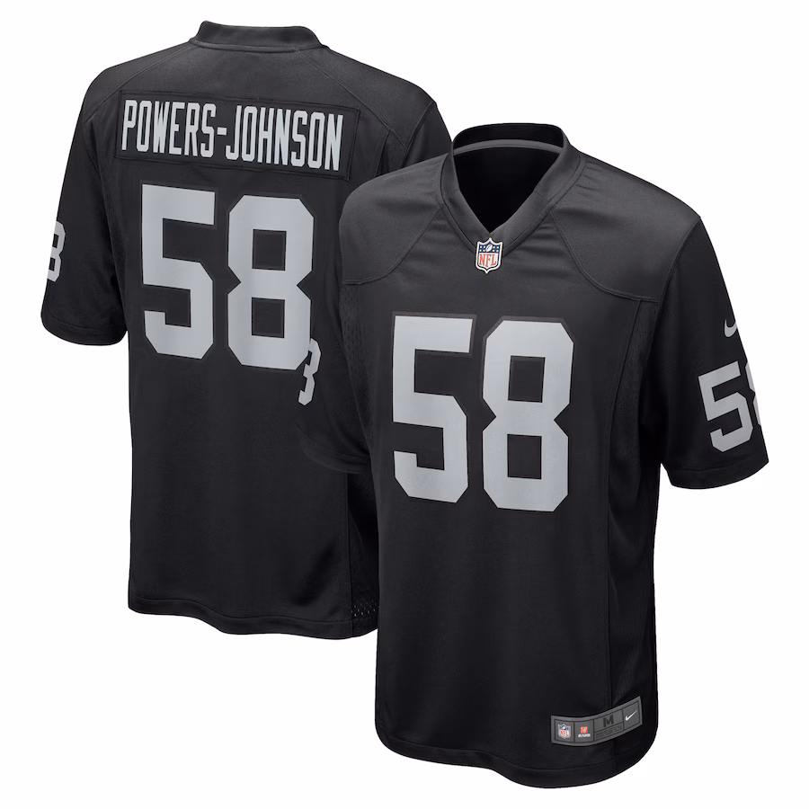Men's Las Vegas Raiders Jackson Powers-Johnson Nike  Black Team Game Jersey