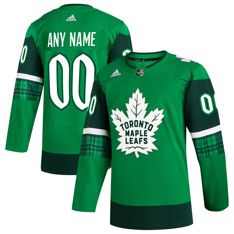 Men's Toronto Maple Leafs  adidas Kelly Green St. Patrick's Day Authentic Custom Jersey