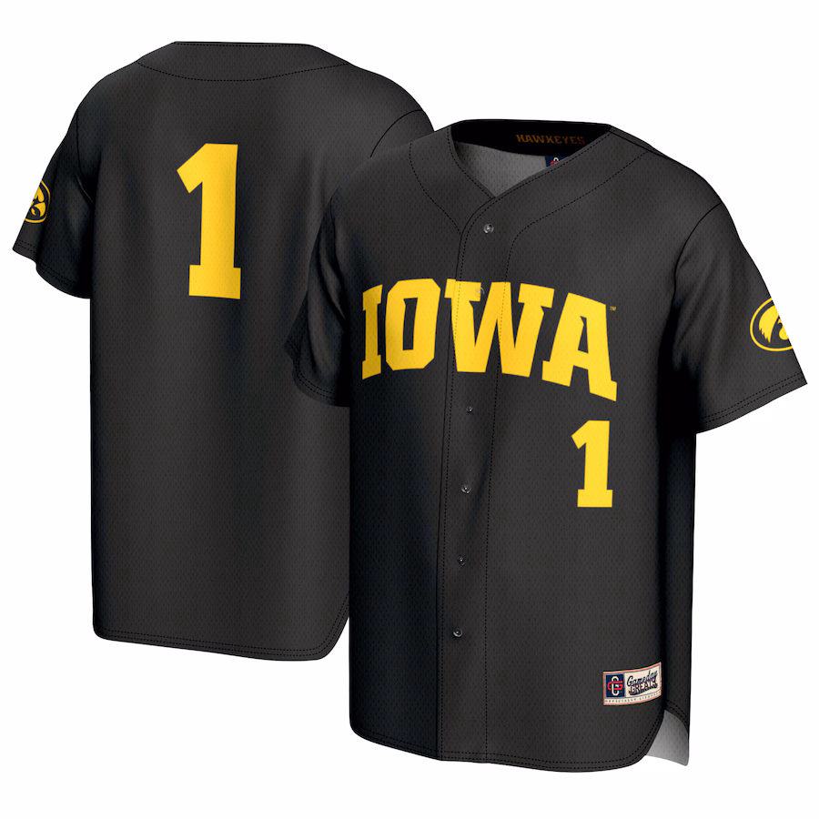 Unisex GameDay Greats #1 Black Iowa Hawkeyes Baseball Lightweight Fashion Jersey