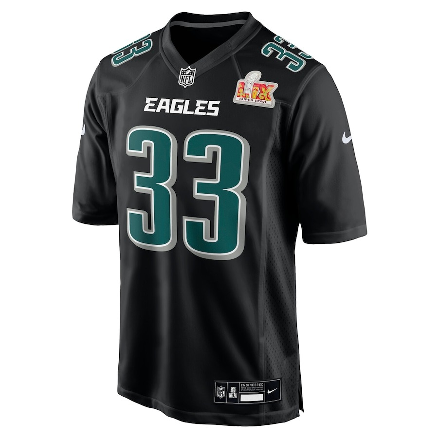 Men's Philadelphia Eagles Cooper DeJean Nike Carbon Black Super Bowl LIX Fashion Game Player Jersey