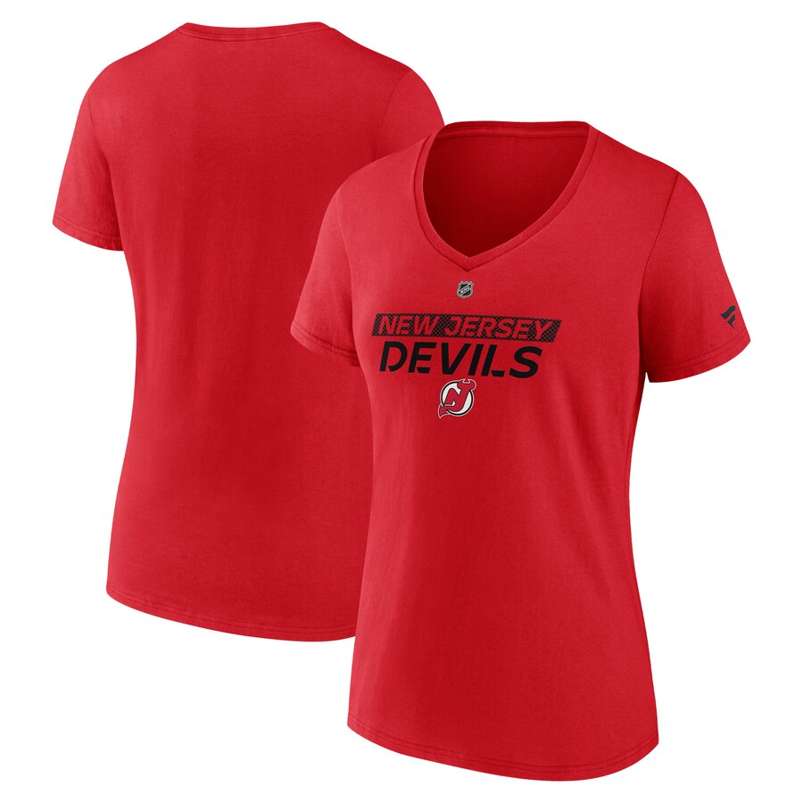 Women's New Jersey Devils Fanatics Red Authentic Pro Core Primary V-Neck T-Shirt