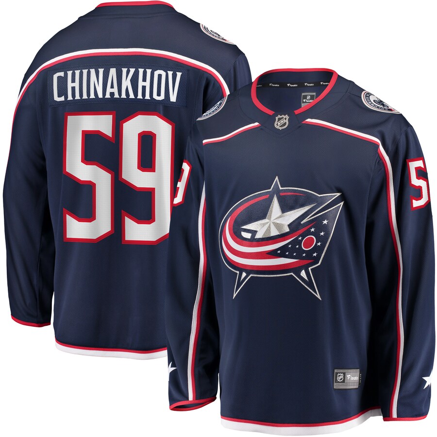 Men's Columbus Blue Jackets Yegor Chinakhov Fanatics Branded Navy Home Breakaway Player Jersey