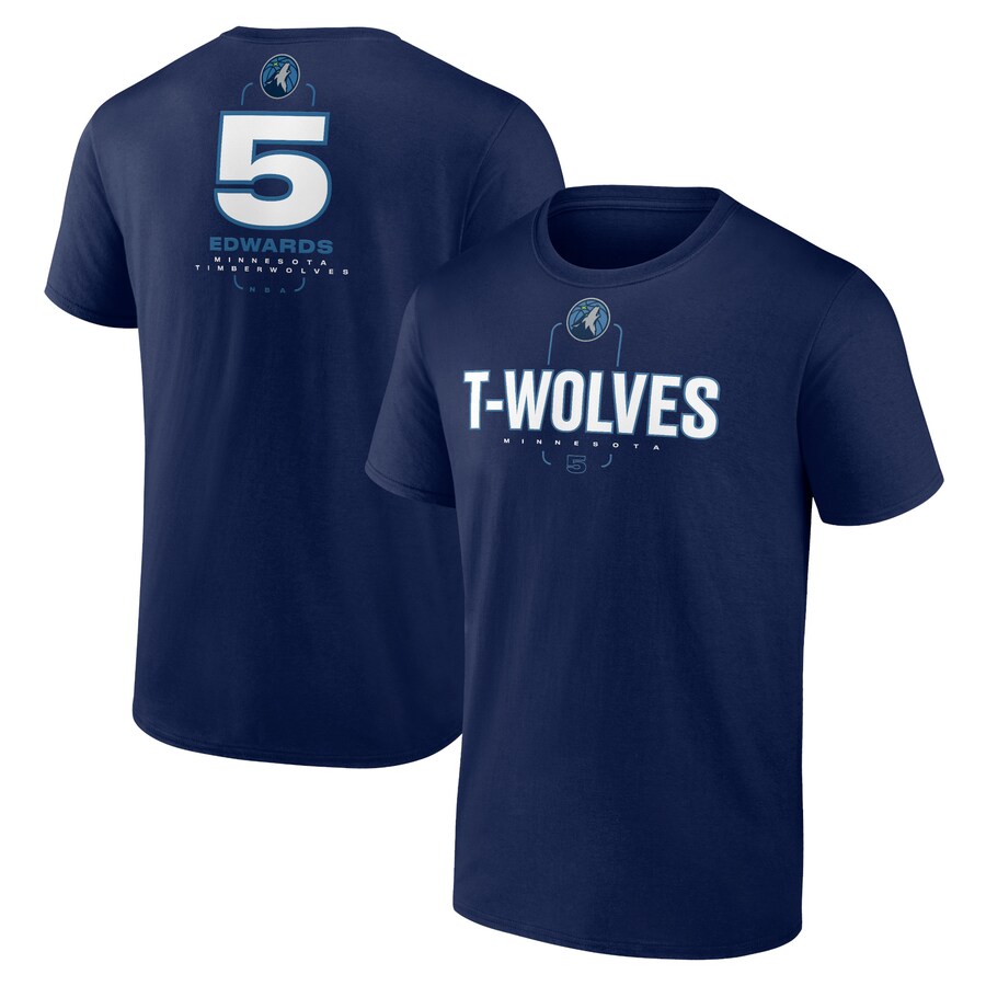 Men's Minnesota Timberwolves Anthony Edwards Navy Behind The Back Name & Number T-Shirt
