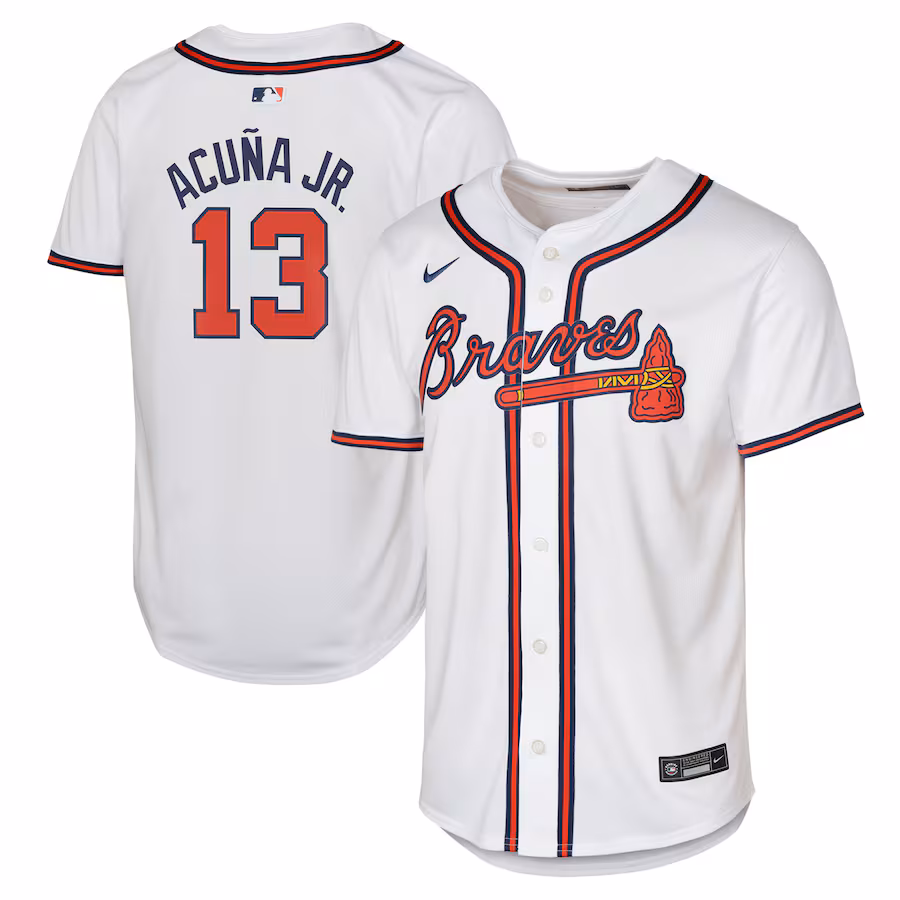 Youth Atlanta Braves Ronald Acuña Jr. Nike White Home Limited Player Jersey