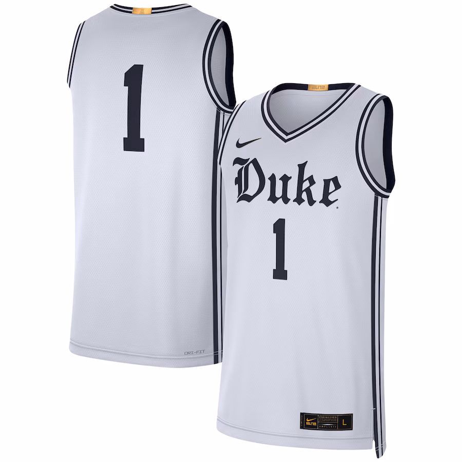 Men's Nike #1 White Duke Blue Devils Limited Authentic Jersey