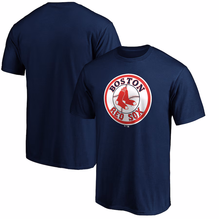 Men's Boston Red Sox Navy Cooperstown Collection Forbes Team Logo T-Shirt