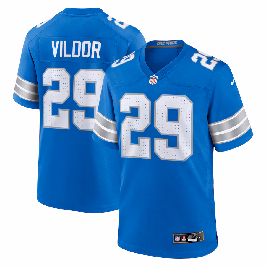 Men's Detroit Lions Kindle Vildor Nike Blue Team Game Jersey