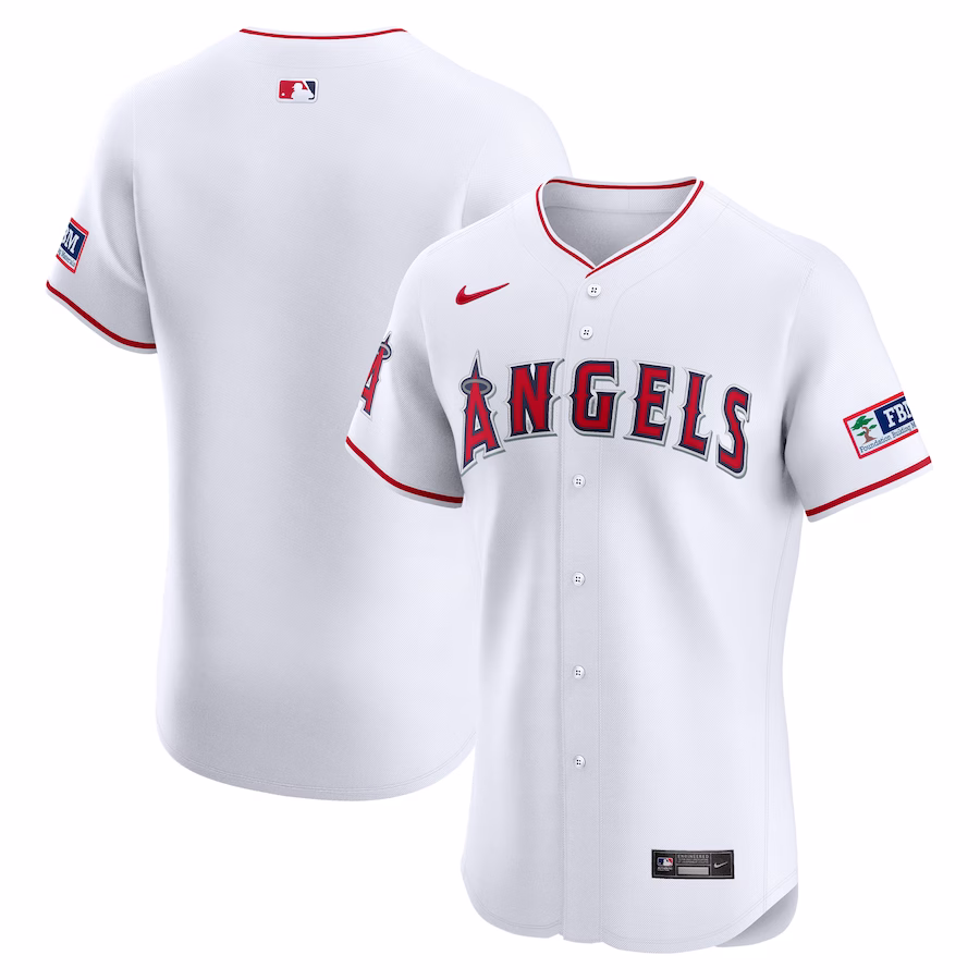 Men's Los Angeles Angels Nike White Home Elite Patch Jersey