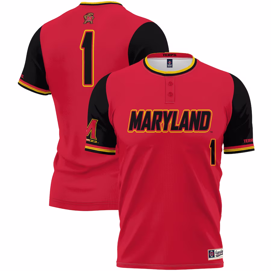 #1 Maryland Terrapins GameDay Greats Unisex Lightweight Softball Jersey �?Red