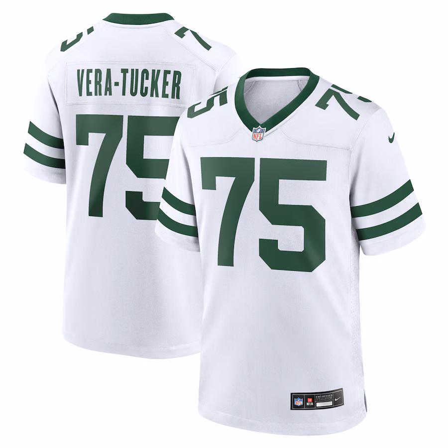 Men's New York Jets Alijah Vera-Tucker Nike White Legacy Player Game Jersey