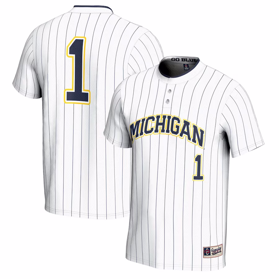 #1 Michigan Wolverines GameDay Greats Unisex Lightweight Softball Jersey - White