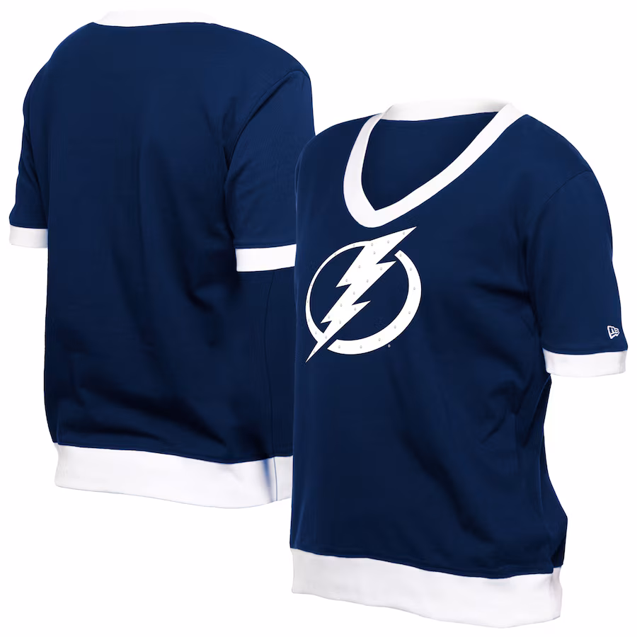 Women's Tampa Bay Lightning New Era Blue Game Day Rhinestuds T-Shirt