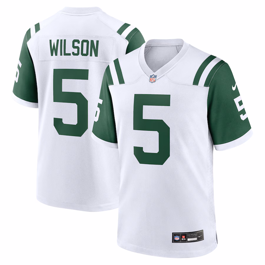 Men's New York Jets Garrett Wilson Nike White Classic Alternate Game Jersey