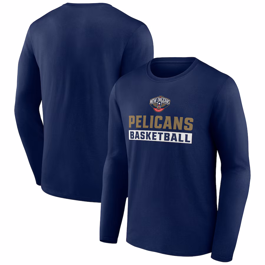Men's New Orleans Pelicans Fanatics Navy Lets Go Long Sleeve T-Shirt