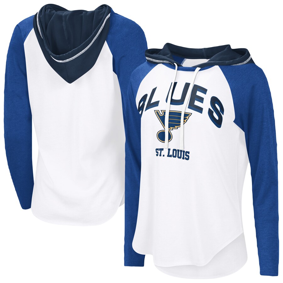 Women's St. Louis Blues G-III 4Her by Carl Banks White VIP Raglan Long Sleeve Hoodie T-Shirt