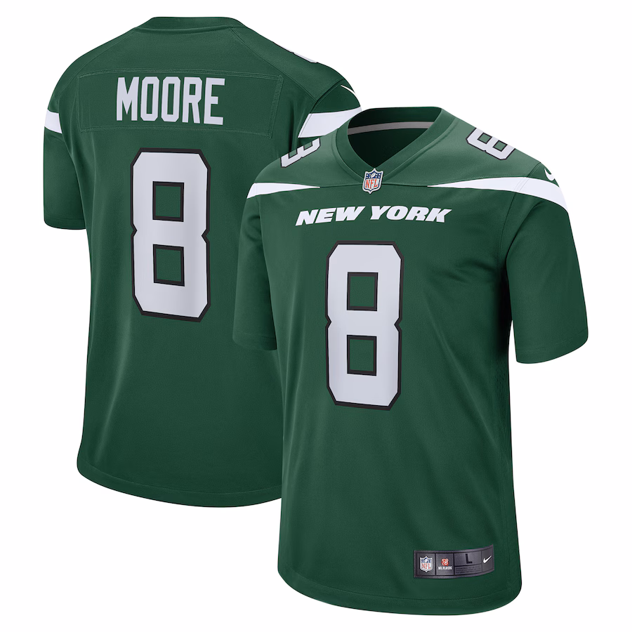 Men's New York Jets Elijah Moore Nike Gotham Green Game Jersey