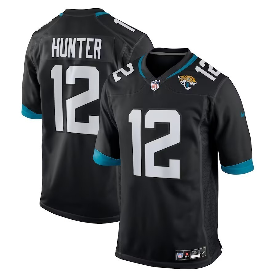 Men's Jacksonville Jaguars Travis Hunter Nike Black 2025 NFL Draft First Round Pick Alternate Game Player Jersey