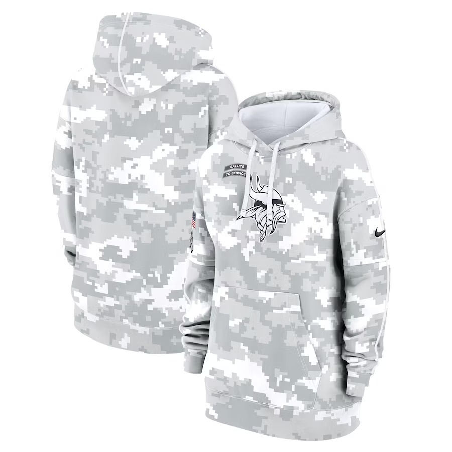 Men's Minnesota Vikings Nike Arctic Camo 2024 Salute to Service Club Fleece Pullover Hoodie