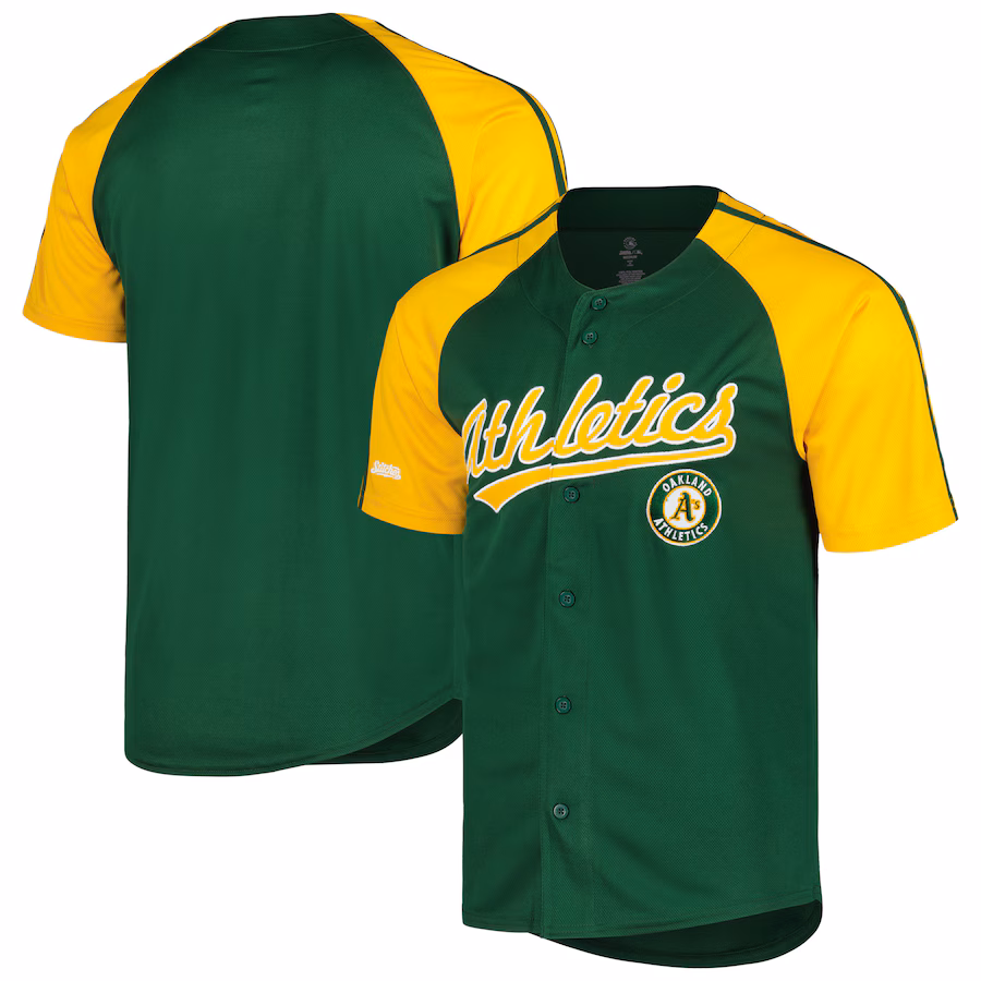 Men's  Oakland Athletics Stitches Green Team Raglan Jersey