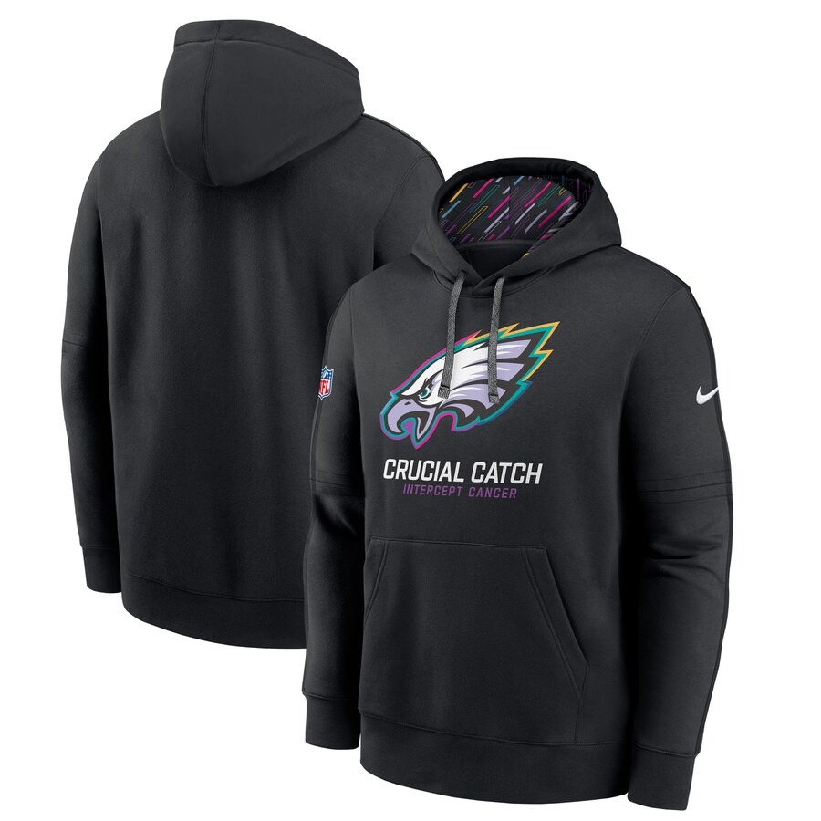Men's Philadelphia Eagles Nike Black 2024 NFL Crucial Catch Big & Tall Club Pullover Hoodie