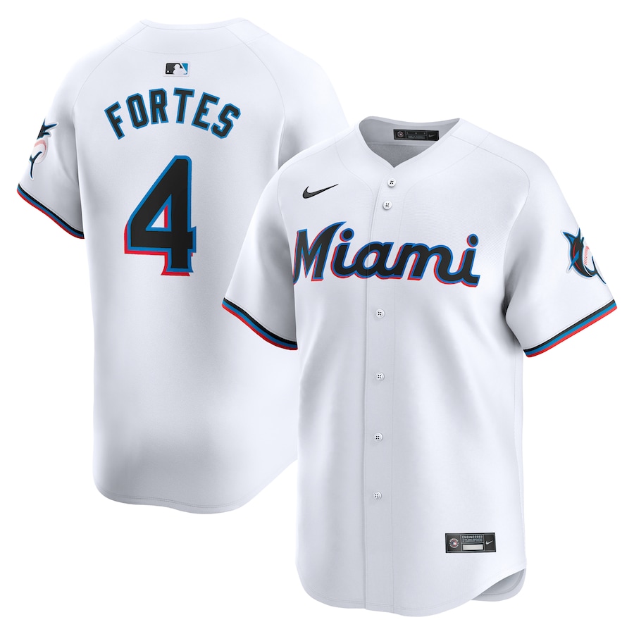 Men's Miami Marlins Nick Fortes Nike White Home Limited Player Jersey