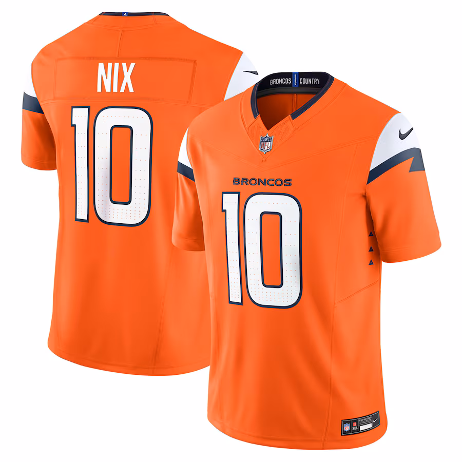 Men's Denver Broncos Bo Nix Nike Orange Vapor F.U.S.E. Limited Jersey
