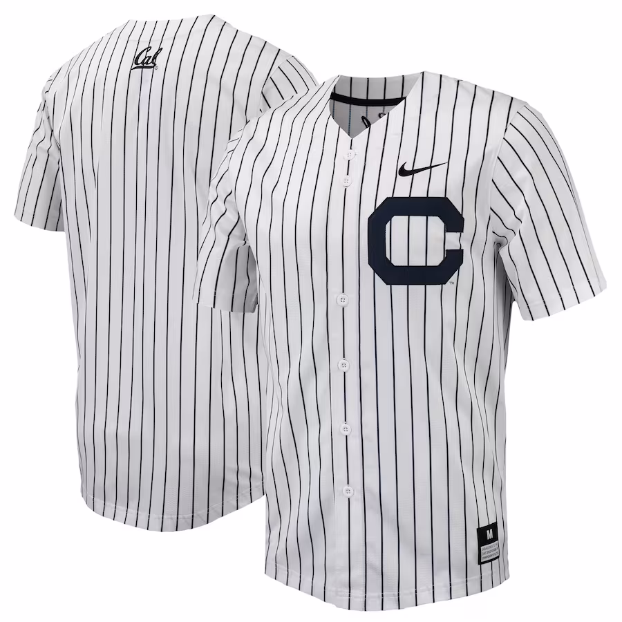 Cal Bears Nike Pinstripe Replica Full-Button Baseball Jersey - White/Navy