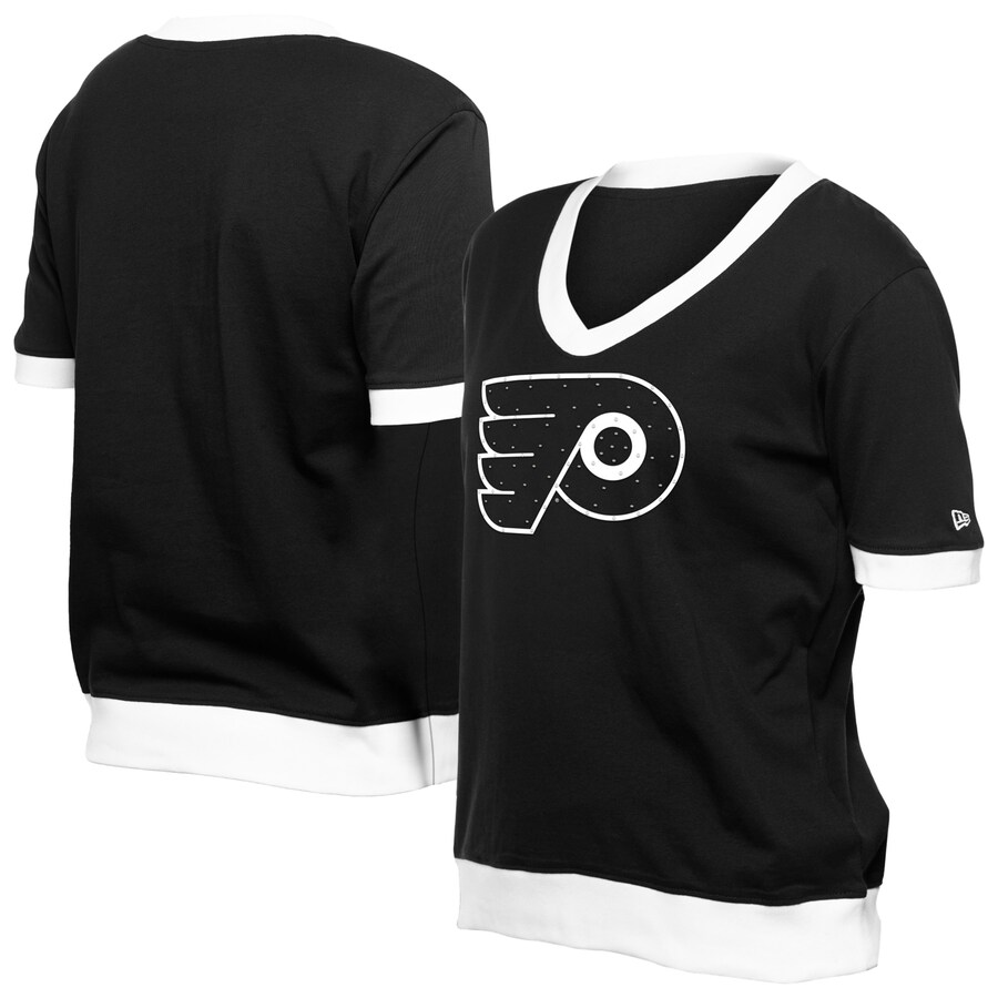 Women's Philadelphia Flyers New Era Black Game Day Rhinestuds T-Shirt