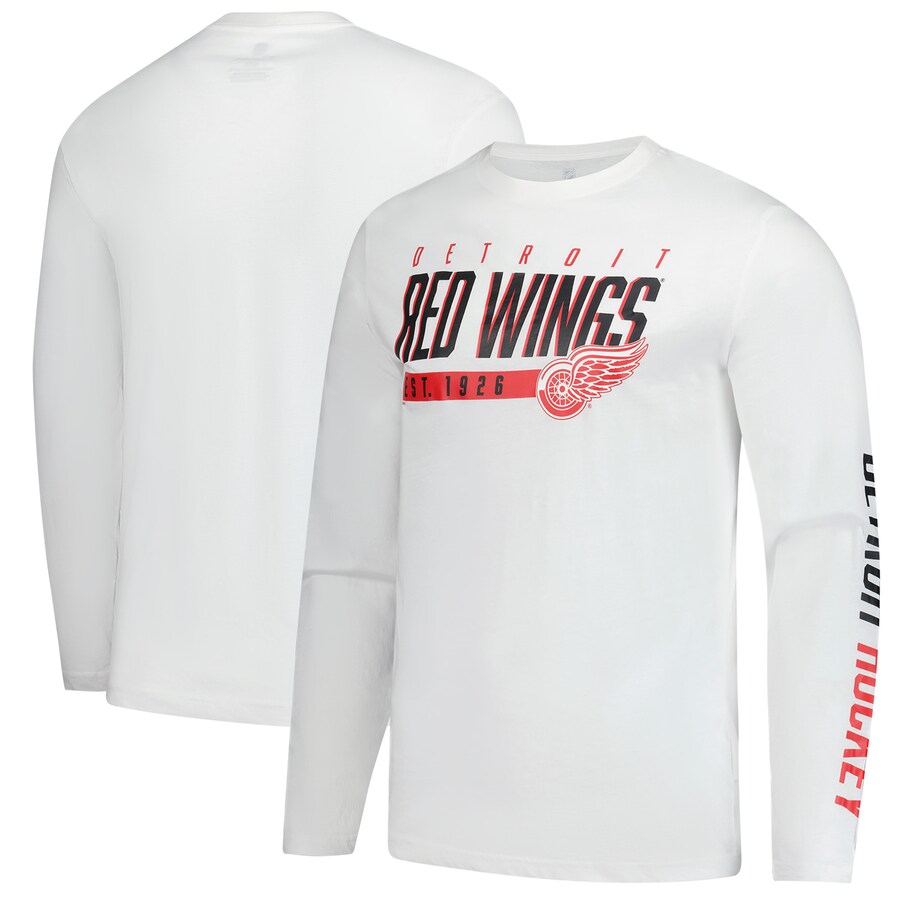 Men's Detroit Red Wings Fanatics White Long Sleeve T-Shirt