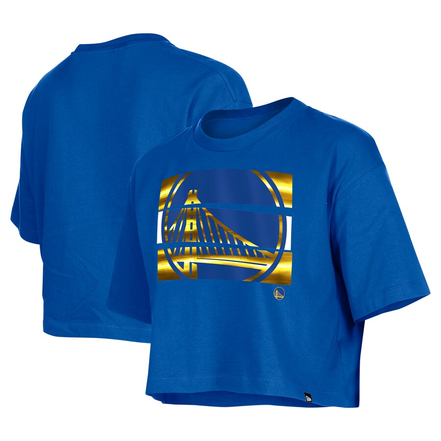Women's Golden State Warriors New Era Royal Oversized Boxy Crop T-Shirt
