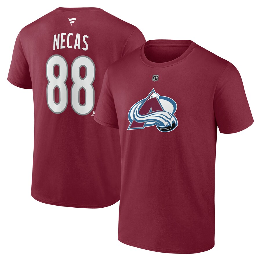Men's Colorado Avalanche Martin Necas Fanatics Burgundy Authentic Stack Name & Number T-Shirt