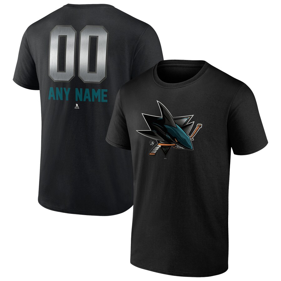 Men's San Jose Sharks Black Personalized Midnight Mascot Logo T-Shirt