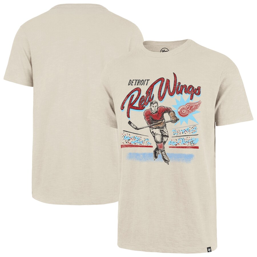Men's Detroit Red Wings '47 Natural Hockey Player Golden Age Scrum T-Shirt
