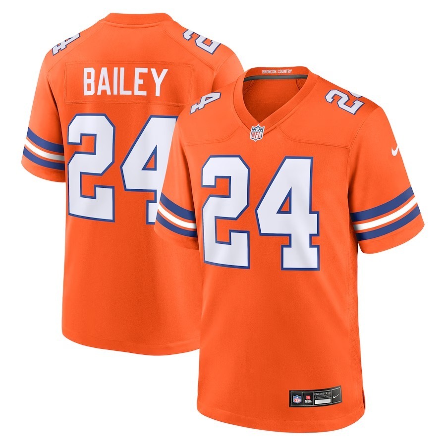 Men's Denver Broncos Champ Bailey Nike Orange Mile High Collection 1977 Throwback Retired Player Game Jersey