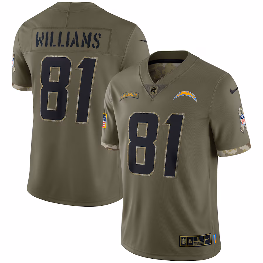Men's Los Angeles Chargers Mike Williams Nike Olive Salute To Service Limited Jersey