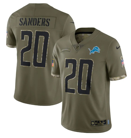 Men's Detroit Lions ACTIVE PLAYER Custom 2022 Olive Salute To Service Limited Stitched Jersey